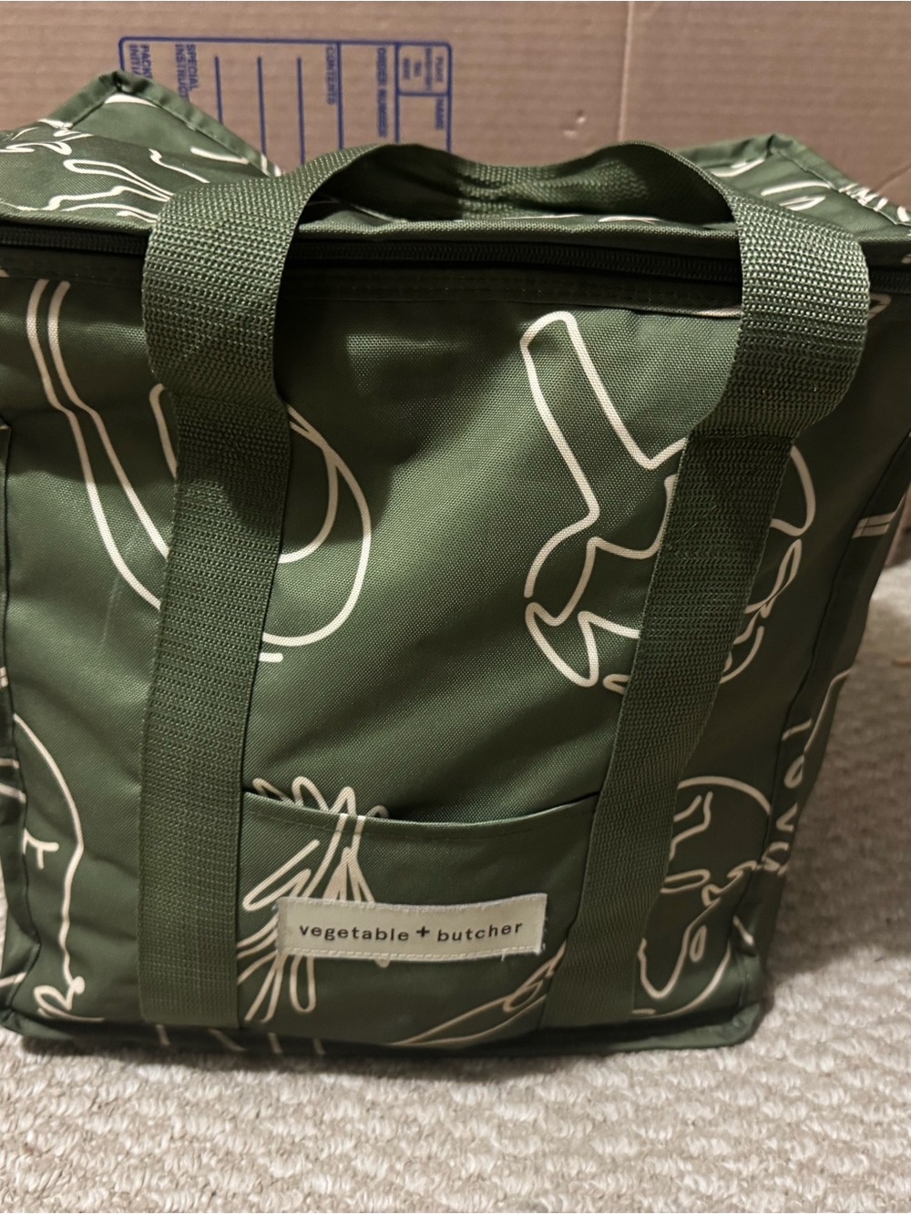 Vegetable + Butcher Olive Green Cooler Bag